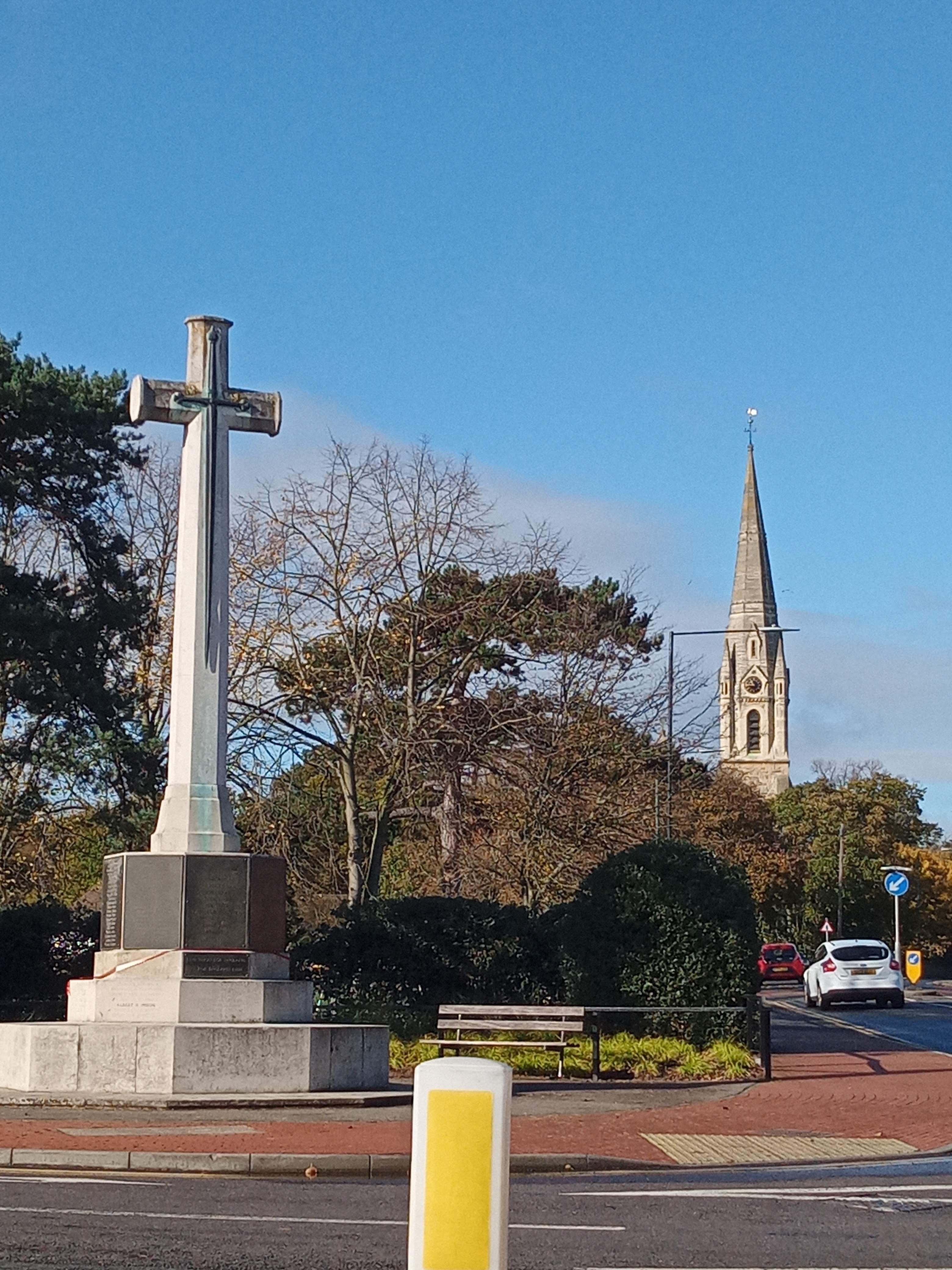 Bexley War Memorial and St John's Spire, taken from Parkhill Road